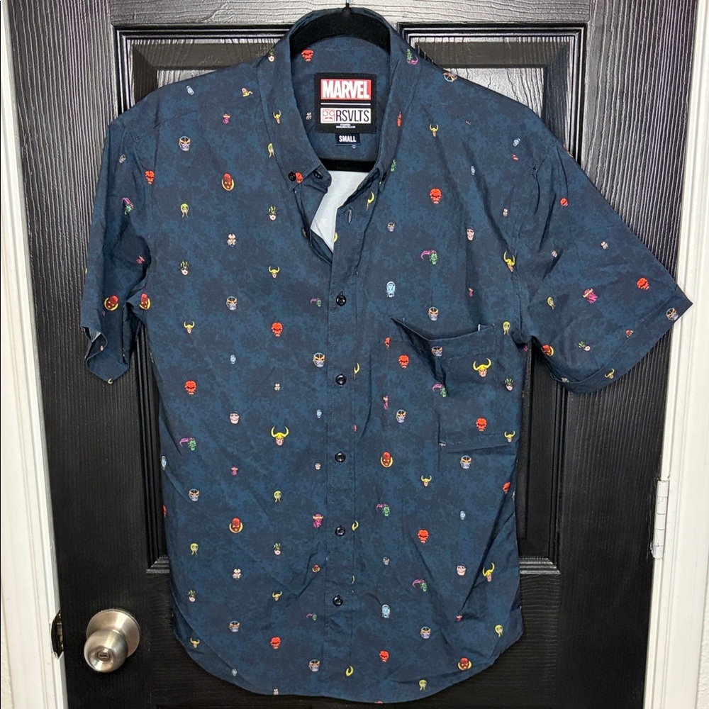 RSVLTS Marvels Avengers Men's Navy Iconic Print Shirt